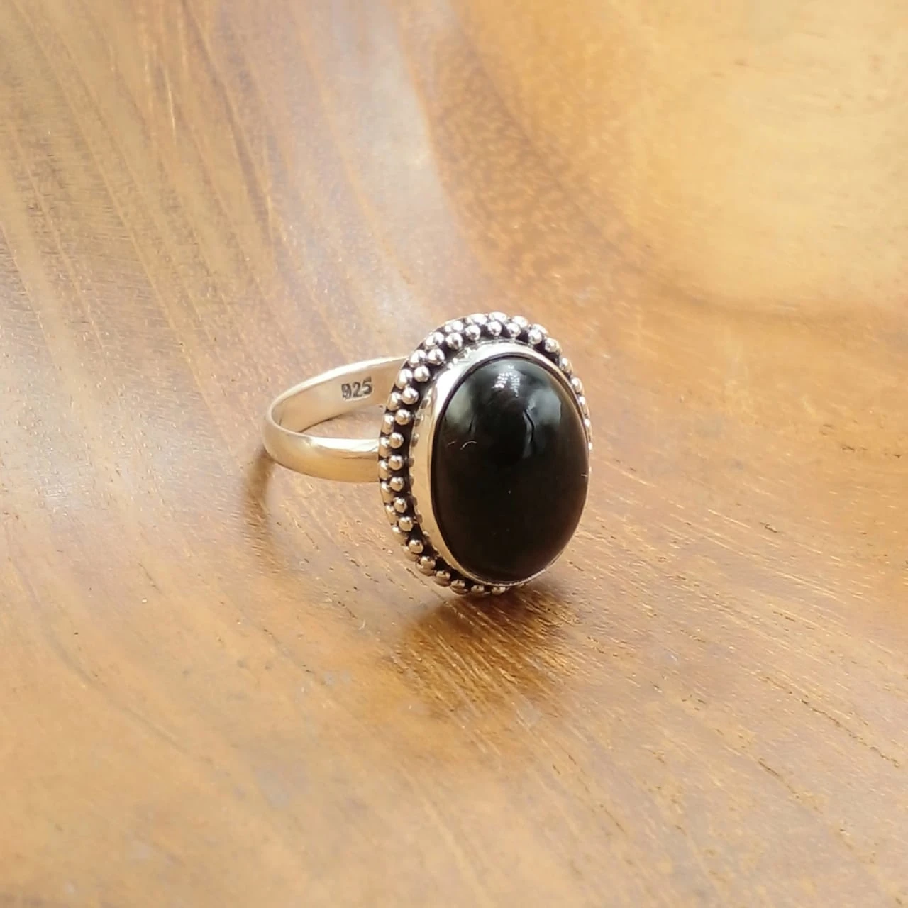 Cincin Wanita Perak Black Onyx R738 - Gambar 3