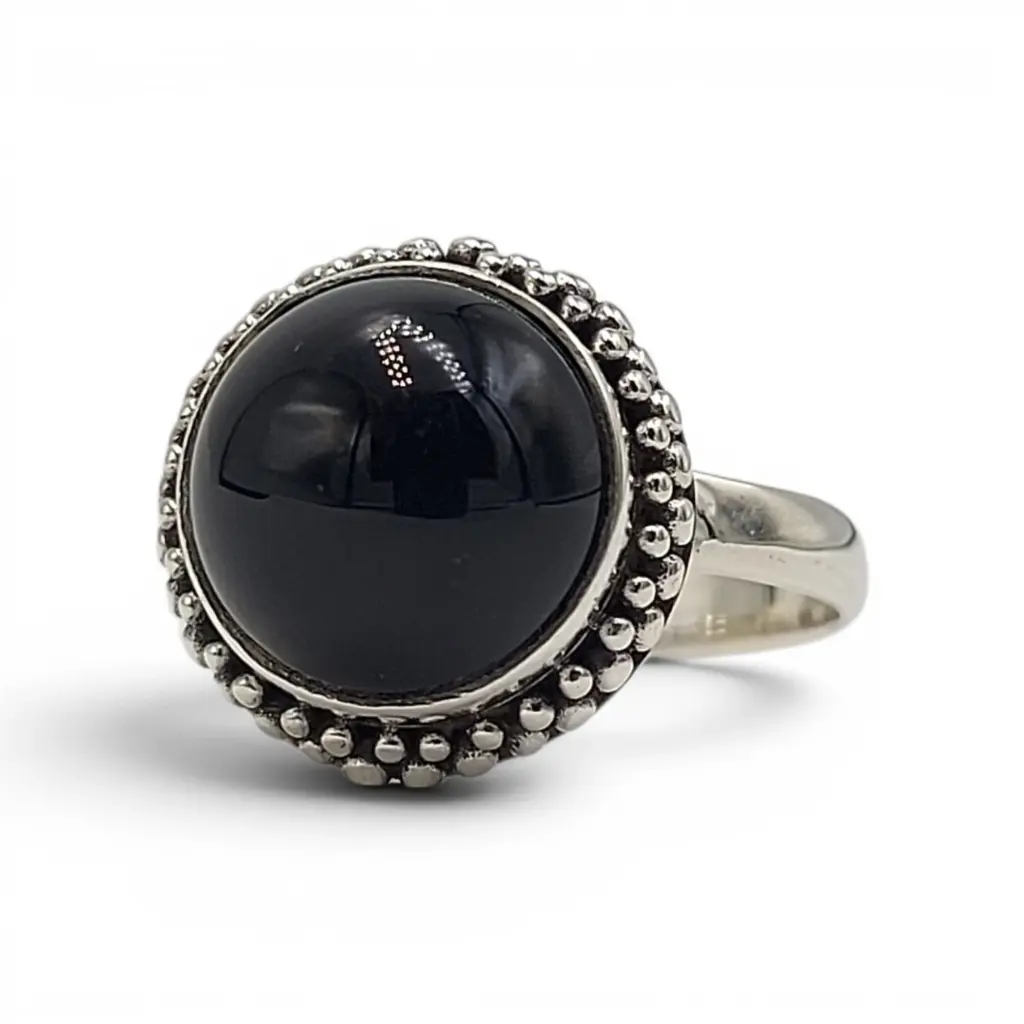 cincin wanita perak black onyx