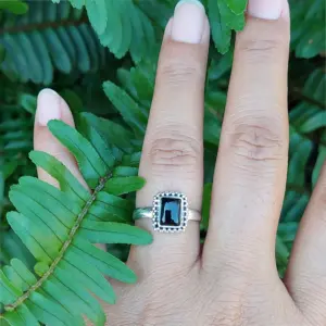 Cincin Perak Onyx Wanita Asli 925 R740 - Gambar 4