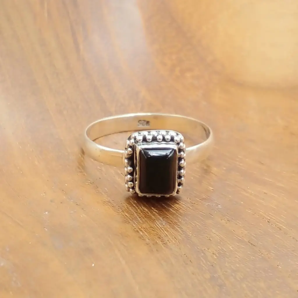 Cincin Perak Onyx Wanita Asli 925 R740