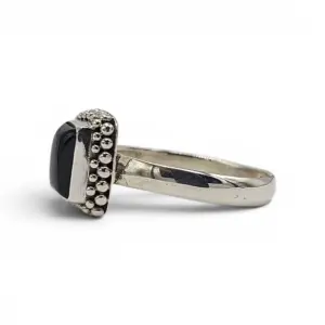 Cincin Perak Onyx Wanita Asli 925 R740 - Gambar 2