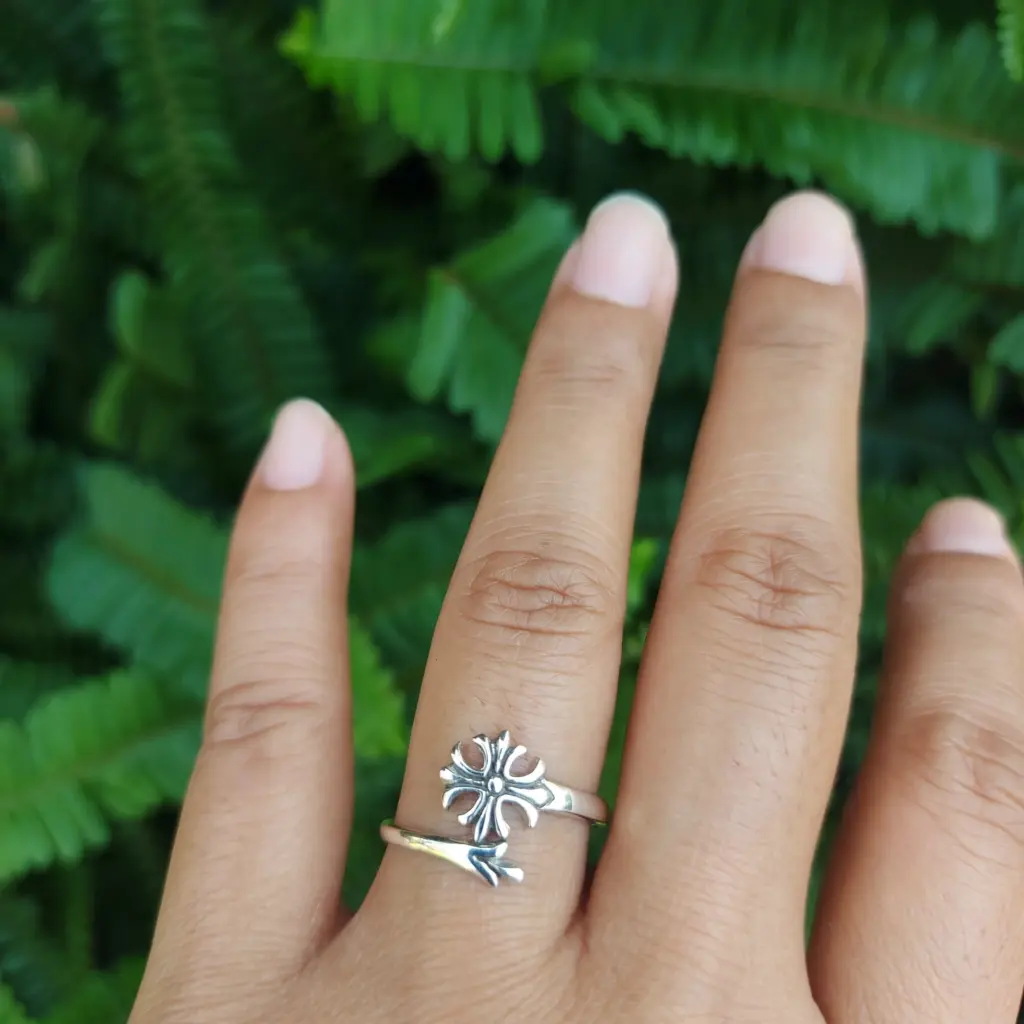 Cincin Bunga Lily Perak Asli R754
