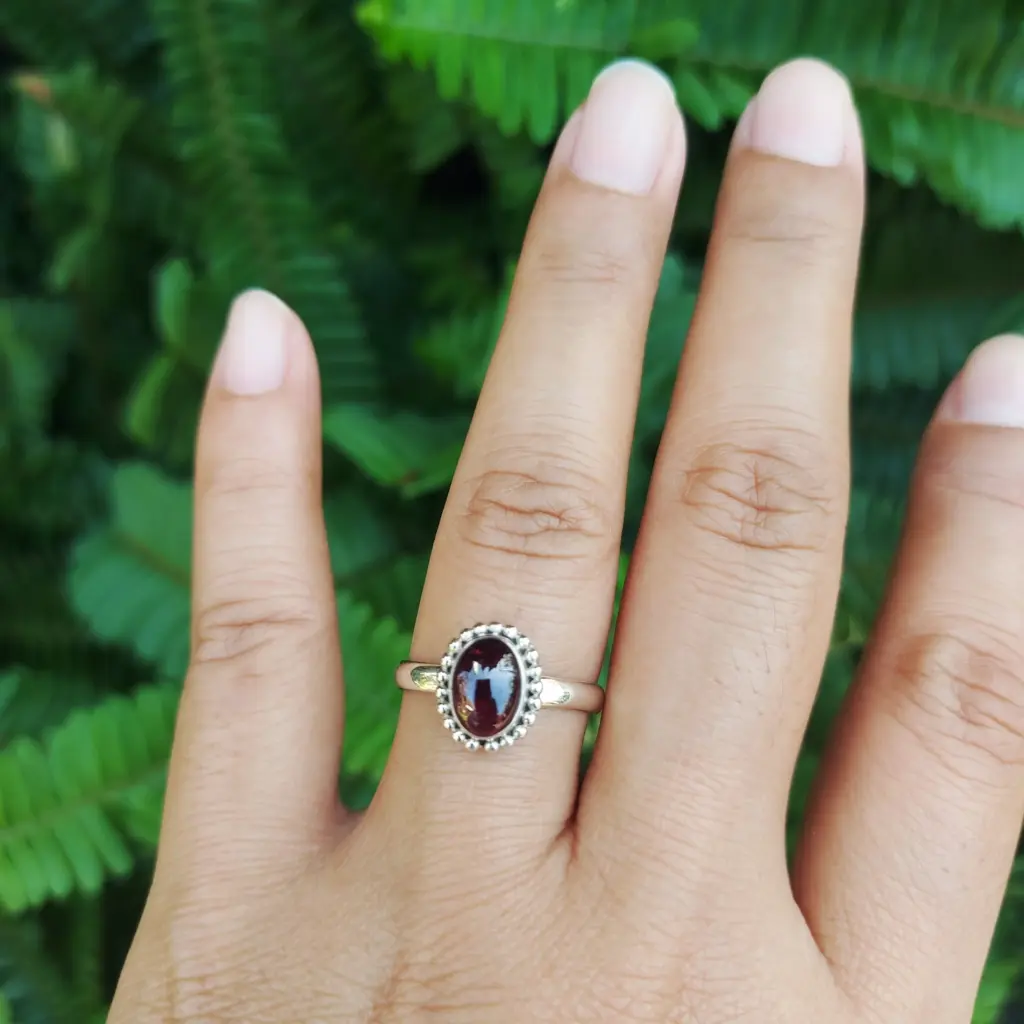 Cincin Perak 925 Garnet Asli R759