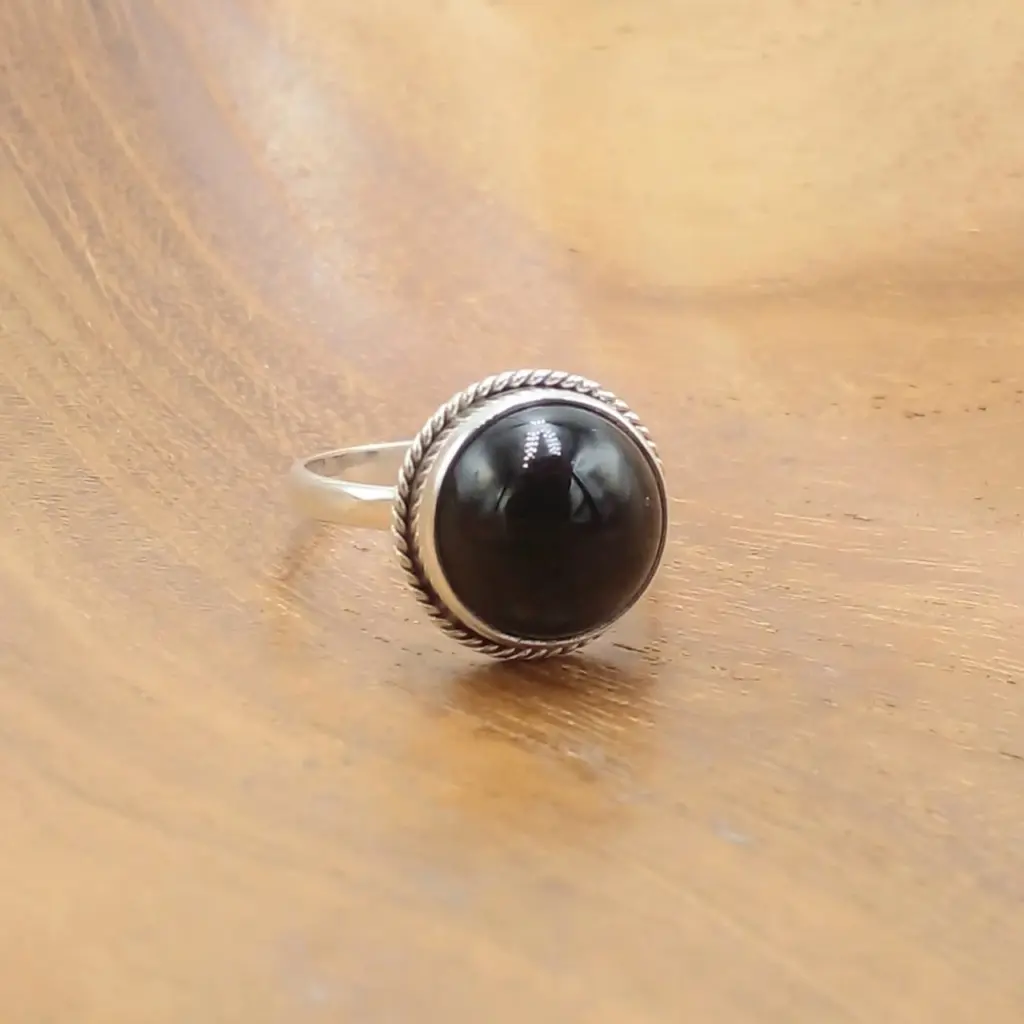 Cincin Perak 925 Black Onyx Asli R760