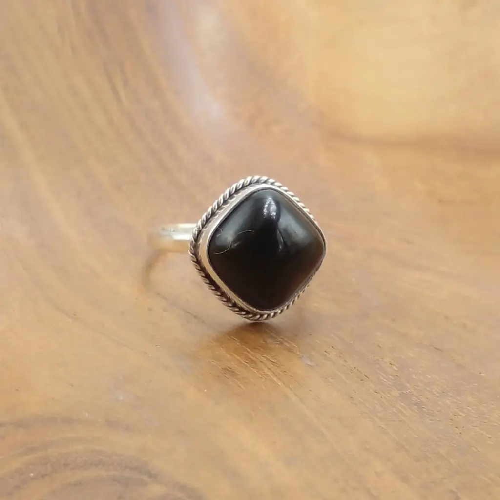 Cincin Perak 925 Black Onyx Asli R760