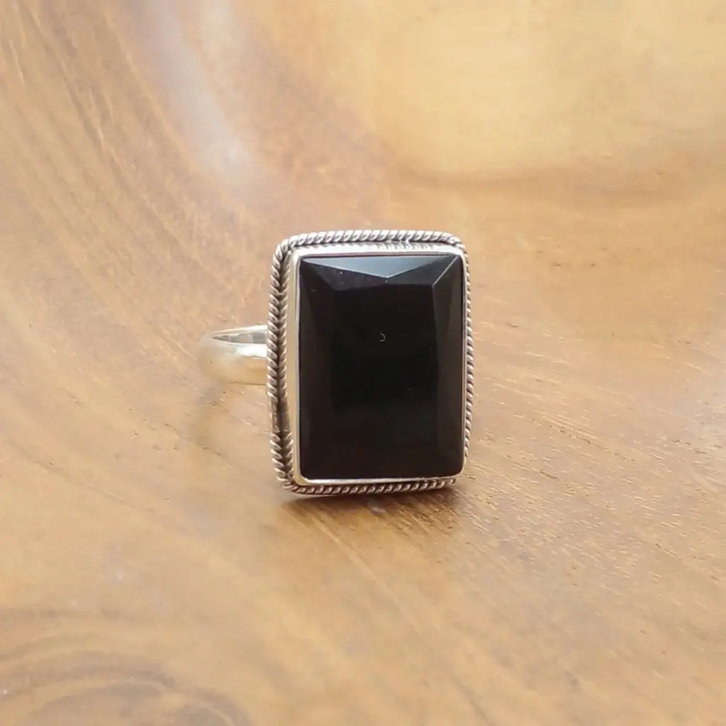 Cincin Perak 925 Black Onyx Asli R761