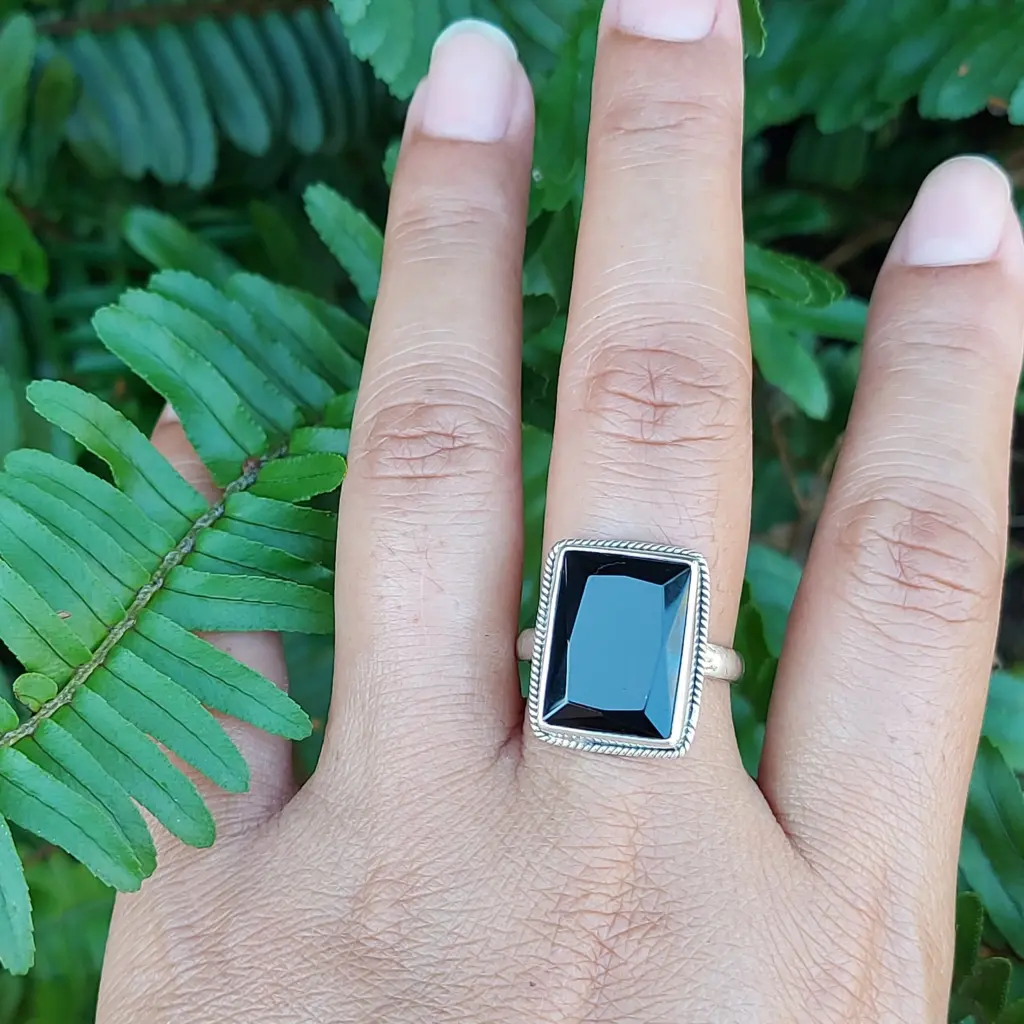 Cincin Perak 925 Black Onyx Asli R761