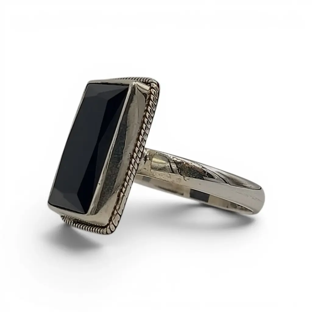 Cincin Perak 925 Black Onyx Asli R761