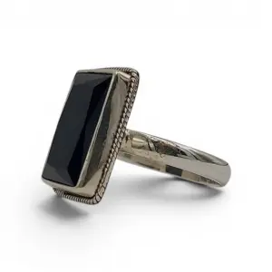 Cincin Perak 925 Black Onyx Asli R761 - Gambar 2