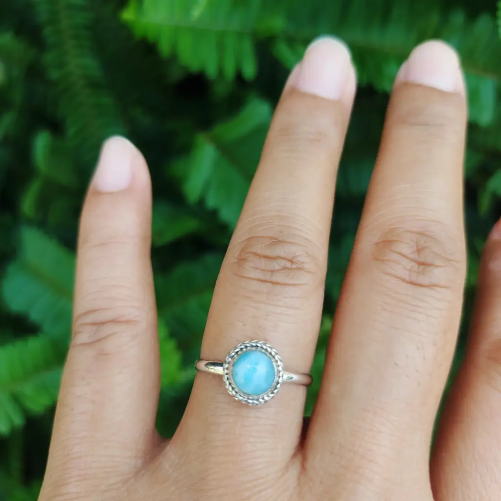 Cincin Perak Wanita Permata Larimar R768