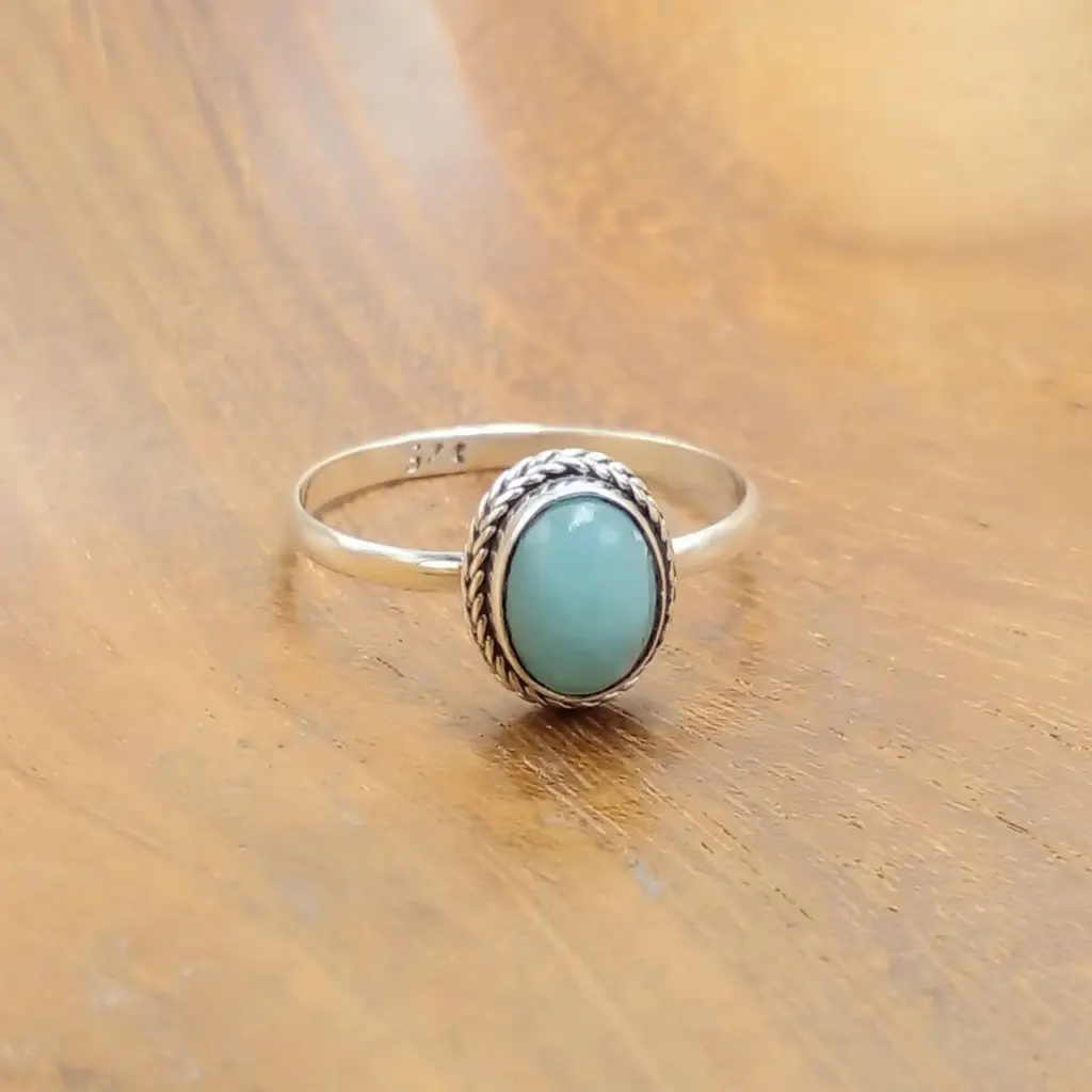 Cincin Perak Wanita Permata Larimar R768