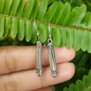 Anting Gantung Perak Tabung Ukiran Bali E1843 - Gambar 5