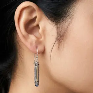 Anting Gantung Perak Tabung Ukiran Bali E1843 - Gambar 4