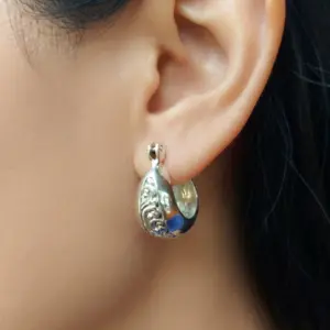 Anting Hoop Perak Ukir Asli Bali E1845 - Gambar 5