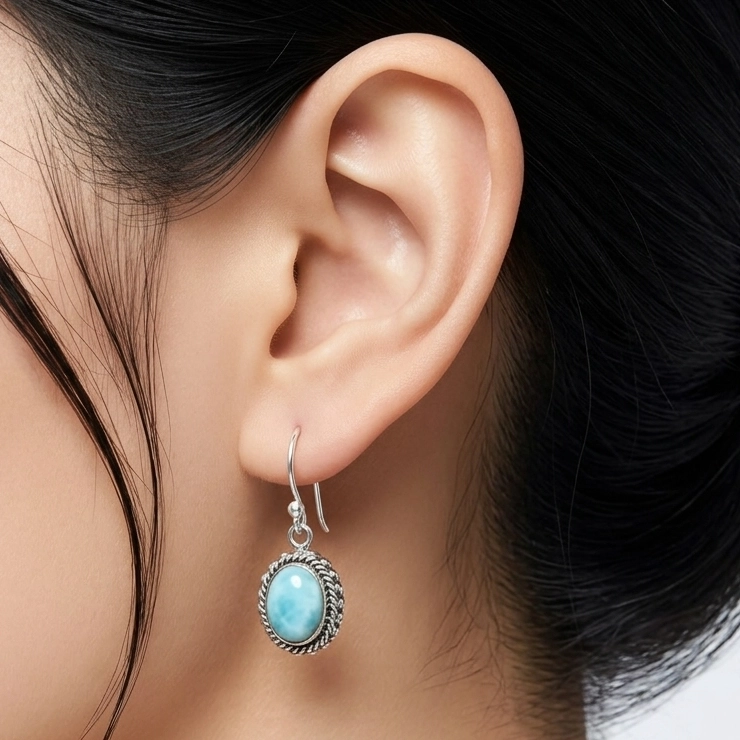 Anting Dangle Permata Perak Bali Asli (Twisted Wire - Jawan) E1858