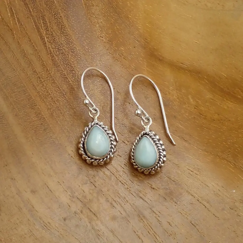 Anting Dangle Permata Perak Bali Asli (Twisted Wire - Jawan) E1858