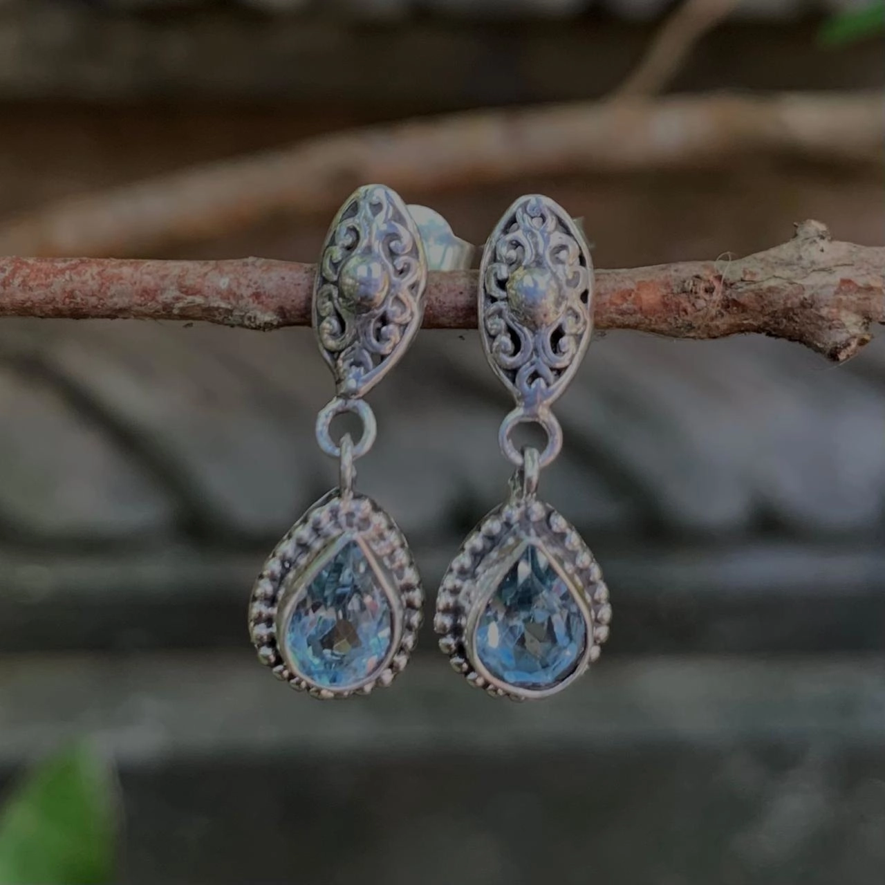 Anting Tusuk Gantung Perak 925 Permata Asli E1873 - Gambar 4