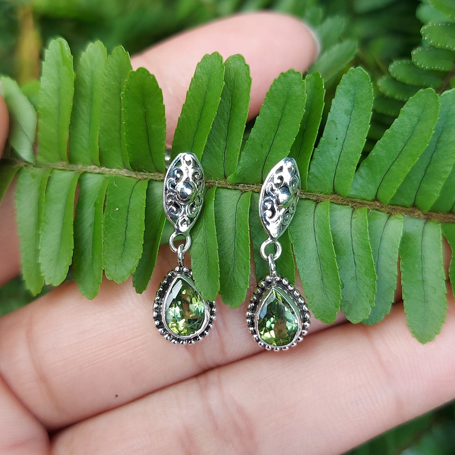 Anting Tusuk Gantung Perak 925 Permata Asli E1873 - Gambar 6