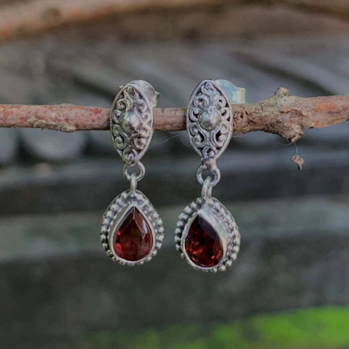 Anting Tusuk Gantung Perak 925 Permata Asli E1873 - Gambar 5