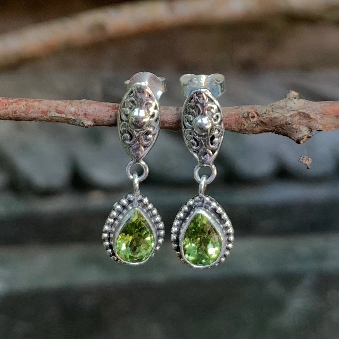 Anting Tusuk Gantung Perak 925 Permata Asli E1873 - Gambar 3