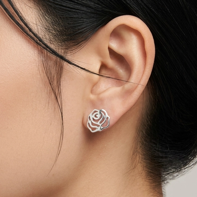 Anting Tusuk Mawar Perak 925 Asli E1942