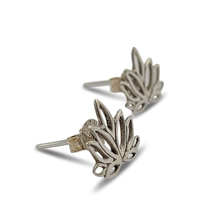 Anting Tusuk Lotus Perak 925 Asli (Lotus Stud Earrings) E1944