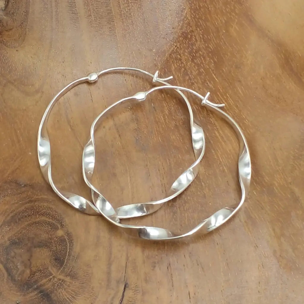 Anting Hoop Perak Asli (Hoop Twist Earrings) E1957XL