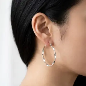 Anting Hoop Perak Asli (Hoop Twist Earrings) E1957XL - Gambar 4