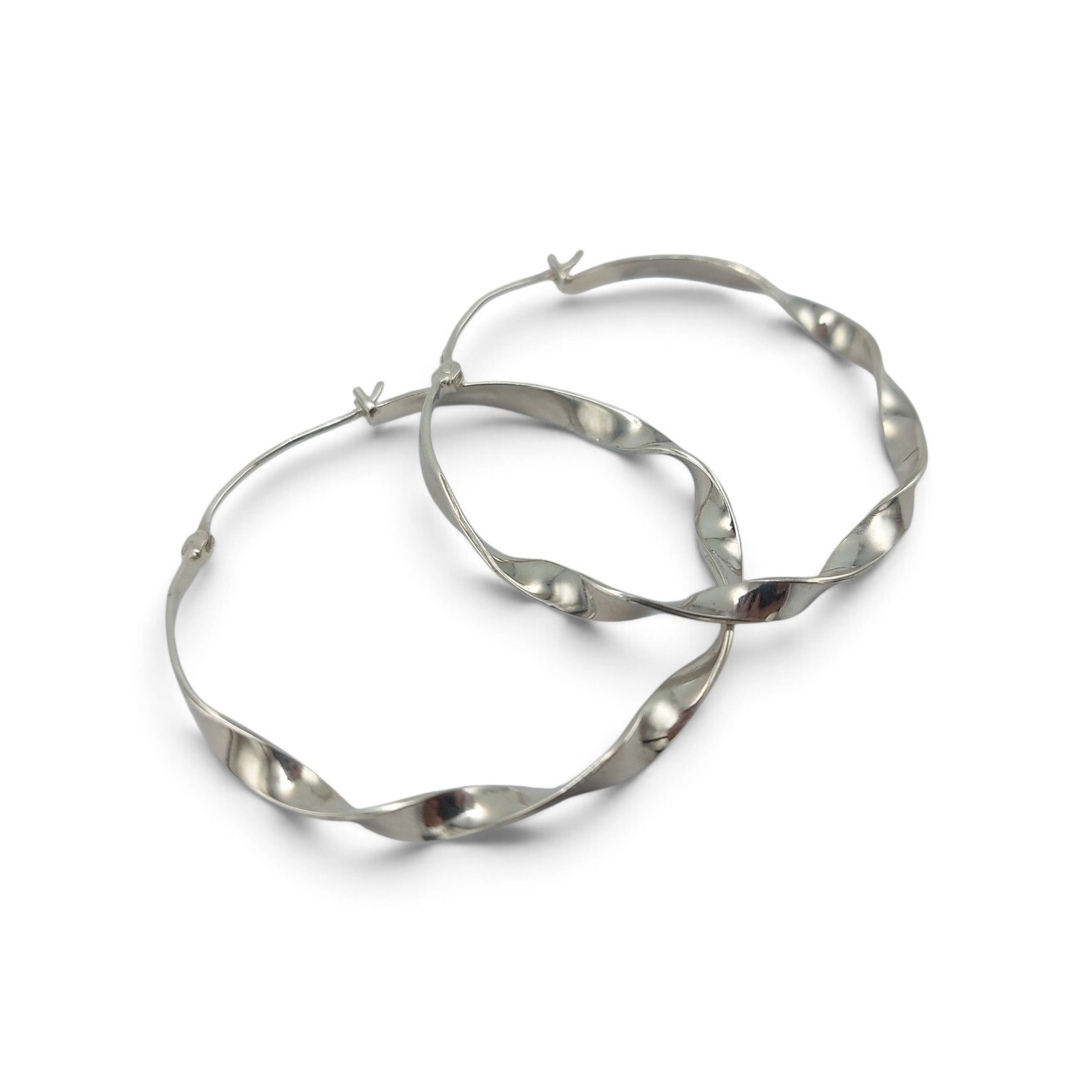 Anting Hoop Perak Asli (Hoop Twist Earrings) E1957XL - Gambar 2