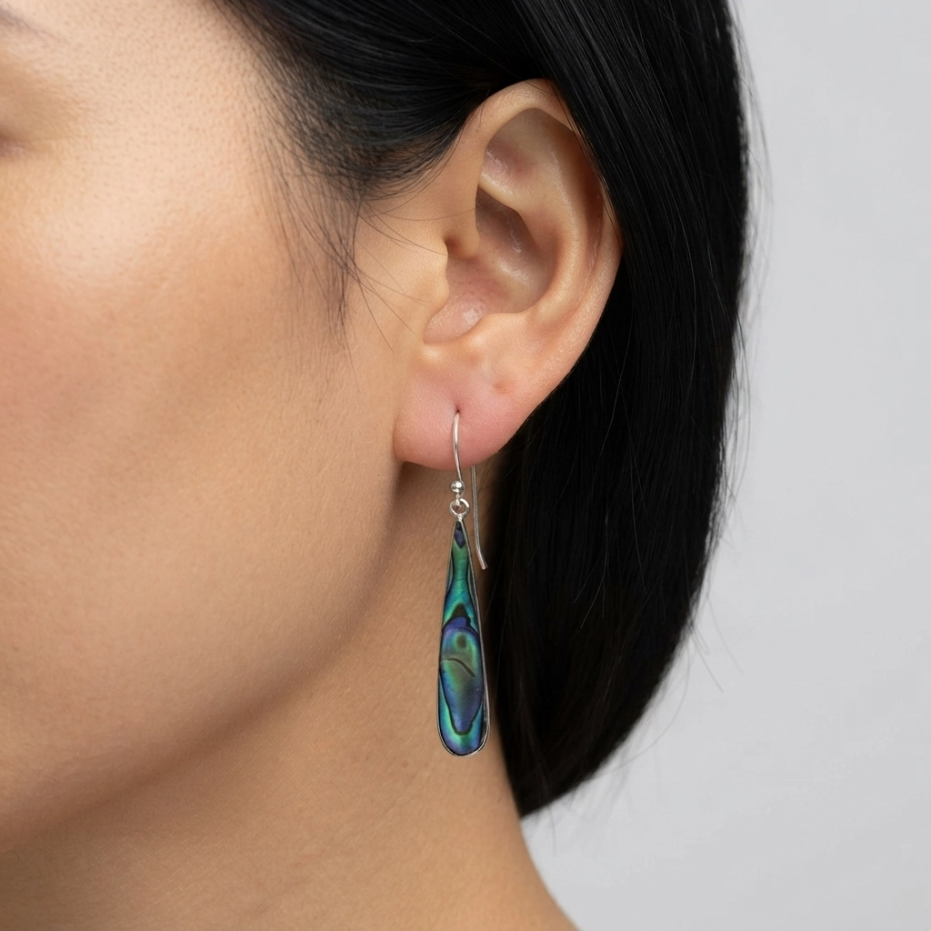 Anting Perak Kerang Tetes Panjang (Shell Earrings) E1960