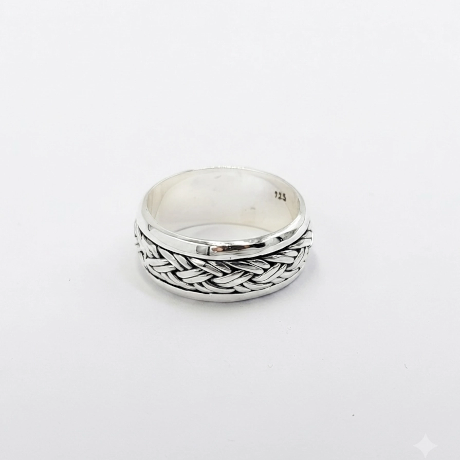 Cincin Perak Bali Motif Kepang | Bali Spinner Rings R625