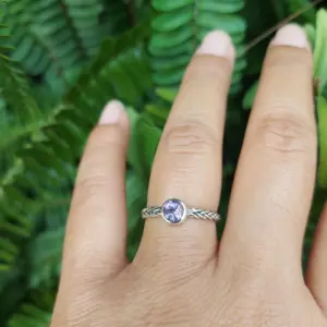 Cincin Perak Bali Motif Kepang dengan Permata R633 - Gambar 8