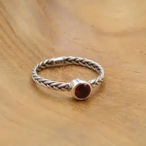Cincin Perak Bali Motif Kepang dengan Permata R633 - Gambar 7