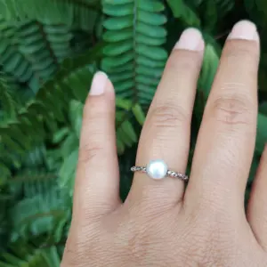 Cincin Perak 925 Wanita Mutiara (Bun) R683 - Gambar 5
