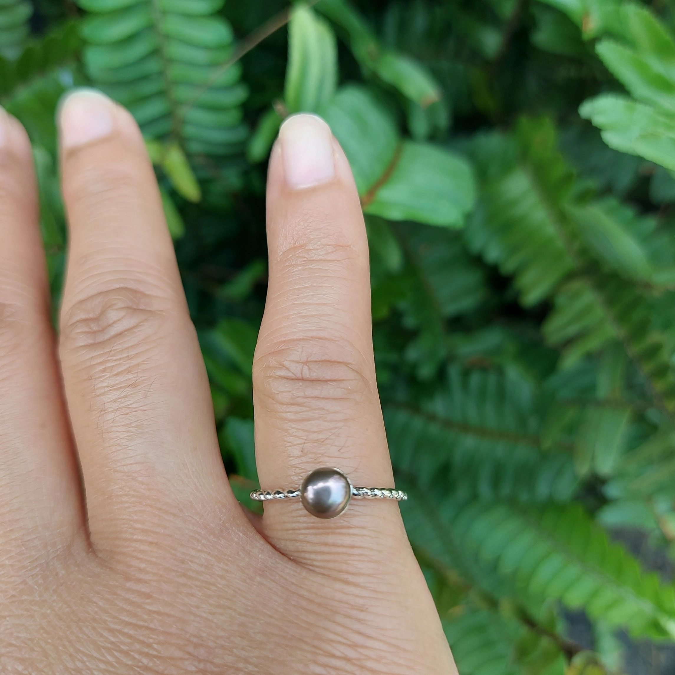 Cincin Perak 925 Wanita Mutiara (Twist) R684 - Gambar 5