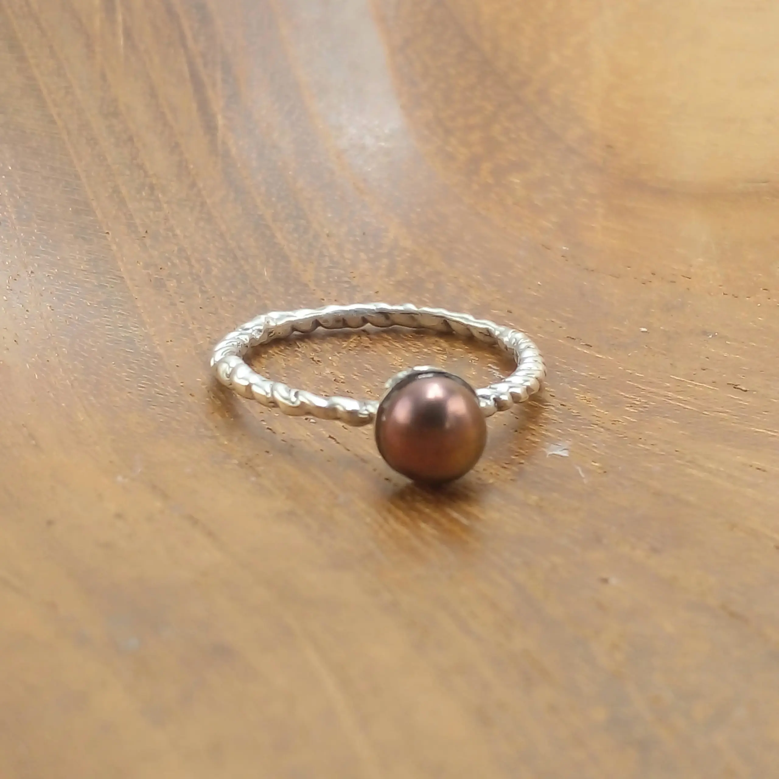 Cincin Perak 925 Wanita Mutiara (Twist) R684 - Gambar 3