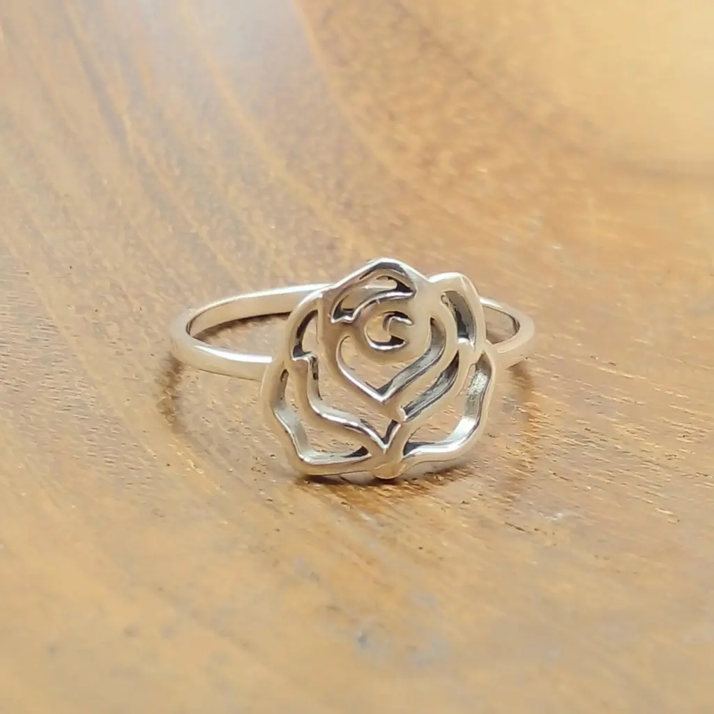 Cincin Bunga Mawar Perak Asli R787
