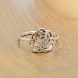 Cincin Bunga Mawar Perak Asli R787 - Gambar 3