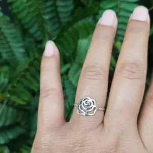Cincin Bunga Mawar Perak Asli R787 - Gambar 4