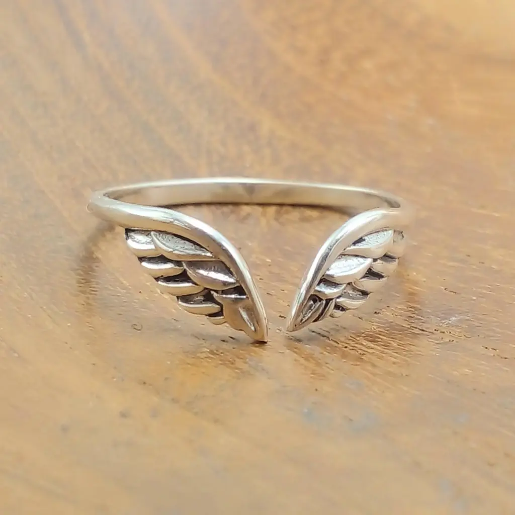 Cincin Sayap Malaikat Perak Asli (Angel Wing Ring) R788