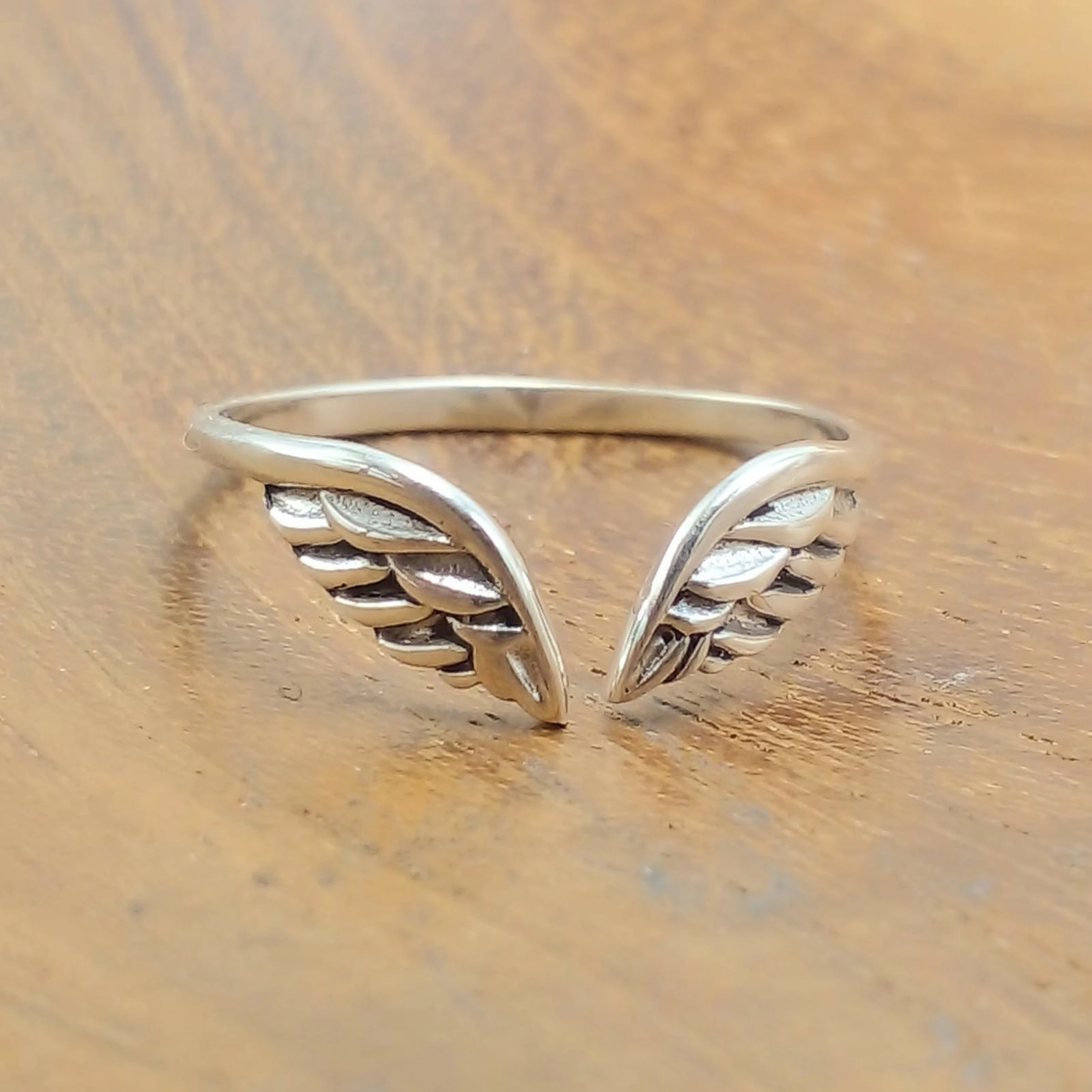Cincin Sayap Malaikat Perak Asli (Angel Wing Ring) R788 - Gambar 3