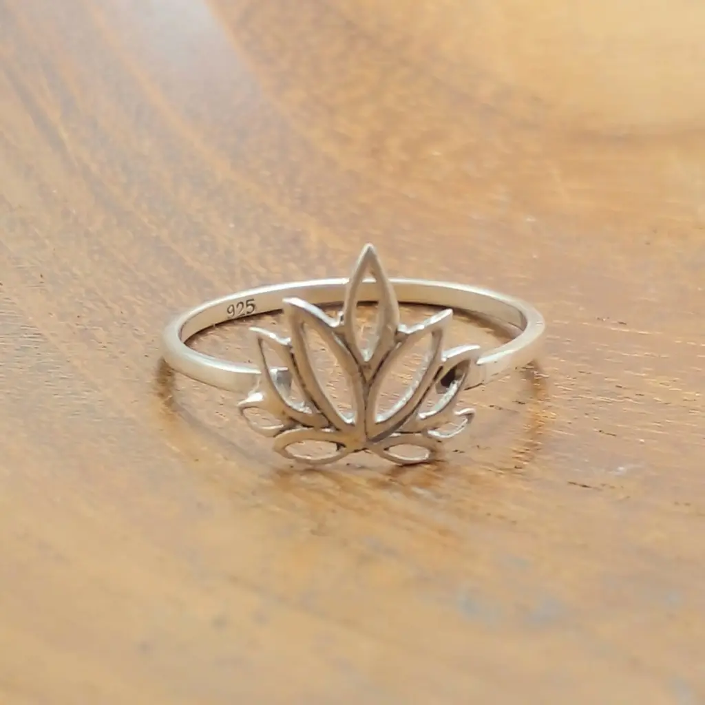 Cincin Bunga Lotus Perak Asli R789
