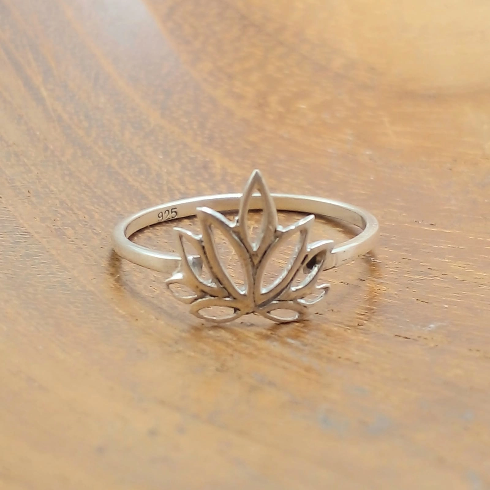 Cincin Bunga Lotus Perak Asli R789 - Gambar 3