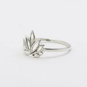 Cincin Bunga Lotus Perak Asli R789 - Gambar 2