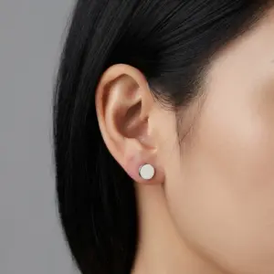 Anting Tusuk Simple Minimalis Perak Asli (Disc Stud Earrings) E1946 - Gambar 4