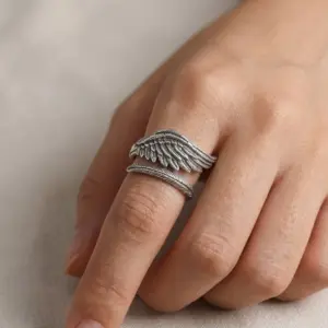 Cincin Sayap Malaikat Perak Asli R791 - Gambar 4