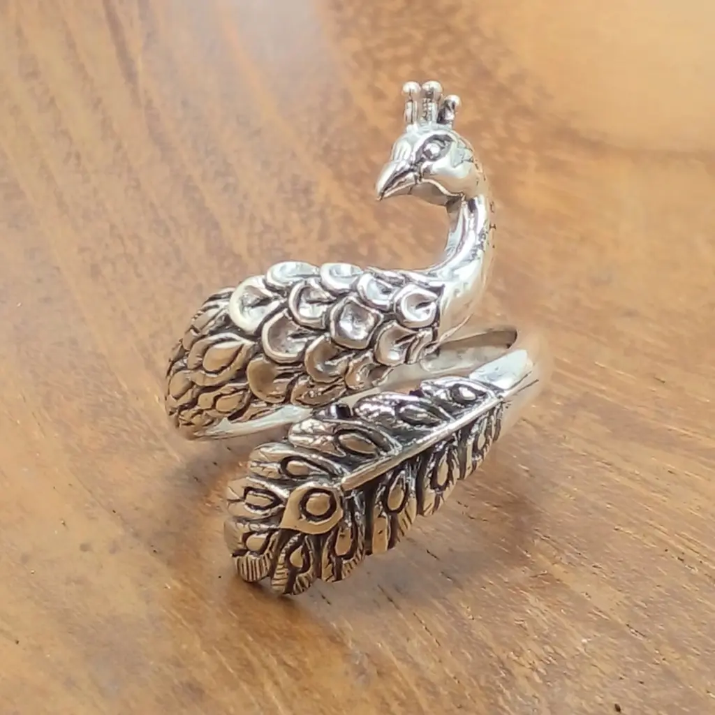 Cincin Burung Merak Perak Asli R793