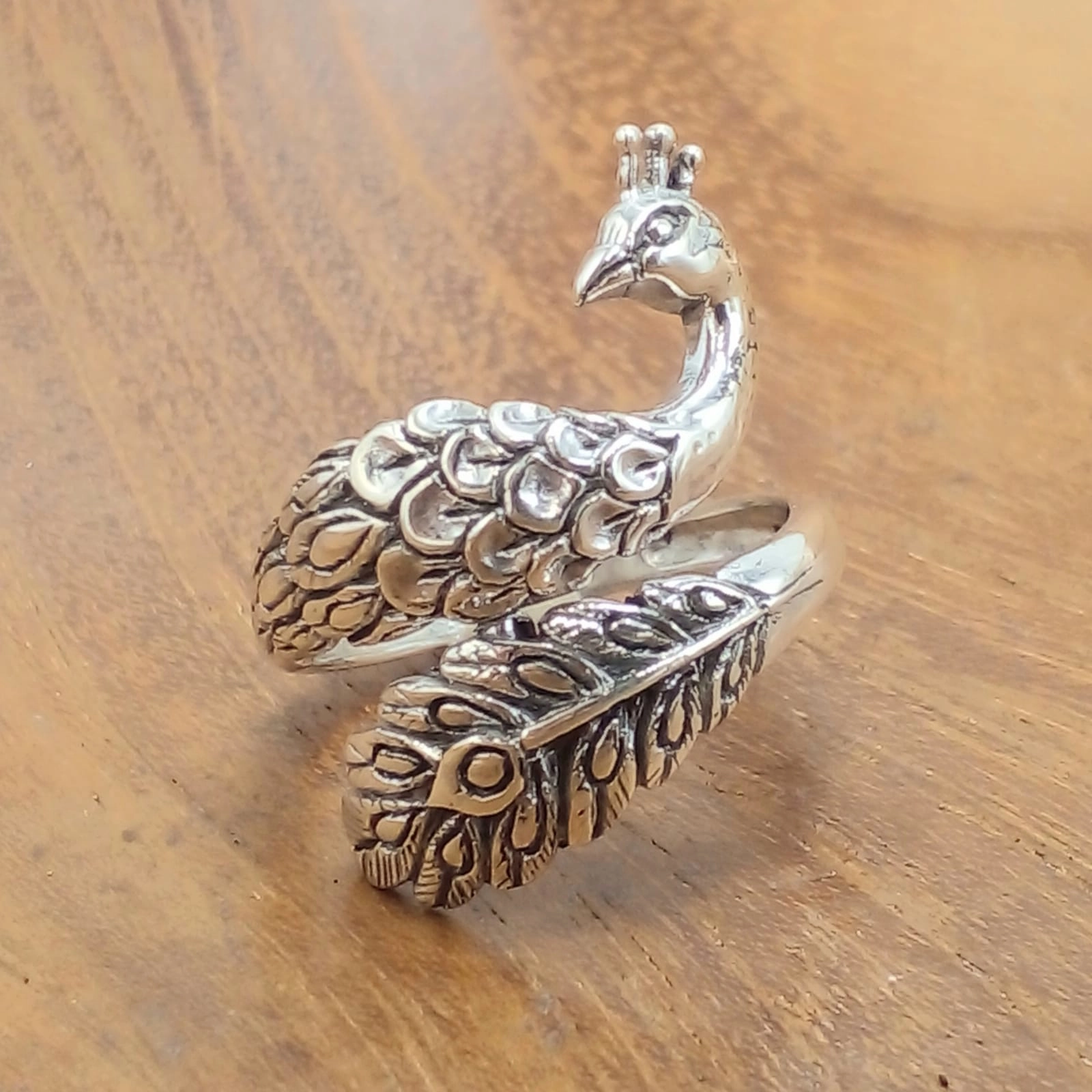 Cincin Burung Merak Perak Asli R793 - Gambar 3