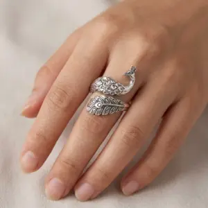 Cincin Burung Merak Perak Asli R793 - Gambar 4