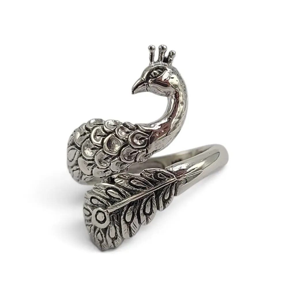 Cincin Burung Merak Perak Asli R793
